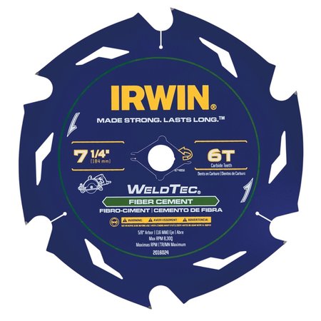 IRWIN WeldTec 7-1/4 in. D X 5/8 Tungsten Carbide Tipped Fiber Cement Blade 6 teeth 1 pc 2016024